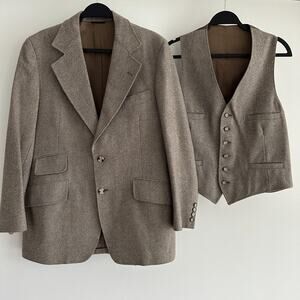 Vintage Haspel Jacket Mens 40 Tweed Wool Blazer Waistcoat Peaky Blinders Dapper